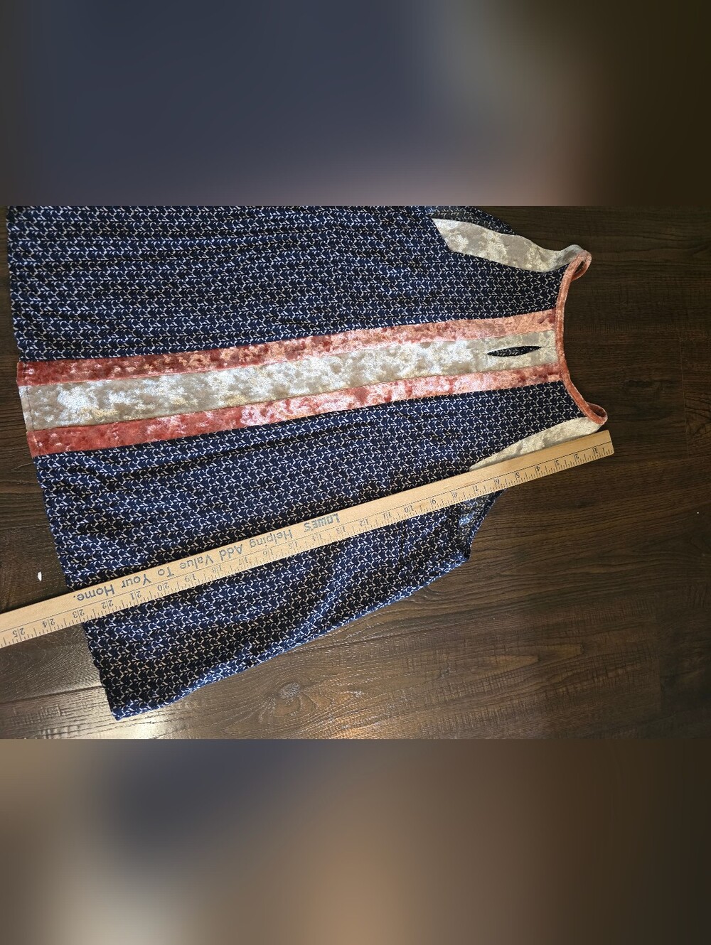 THML Navy Printed Tank with Coral & Cream Velvet Panels - Picture 6 of 8